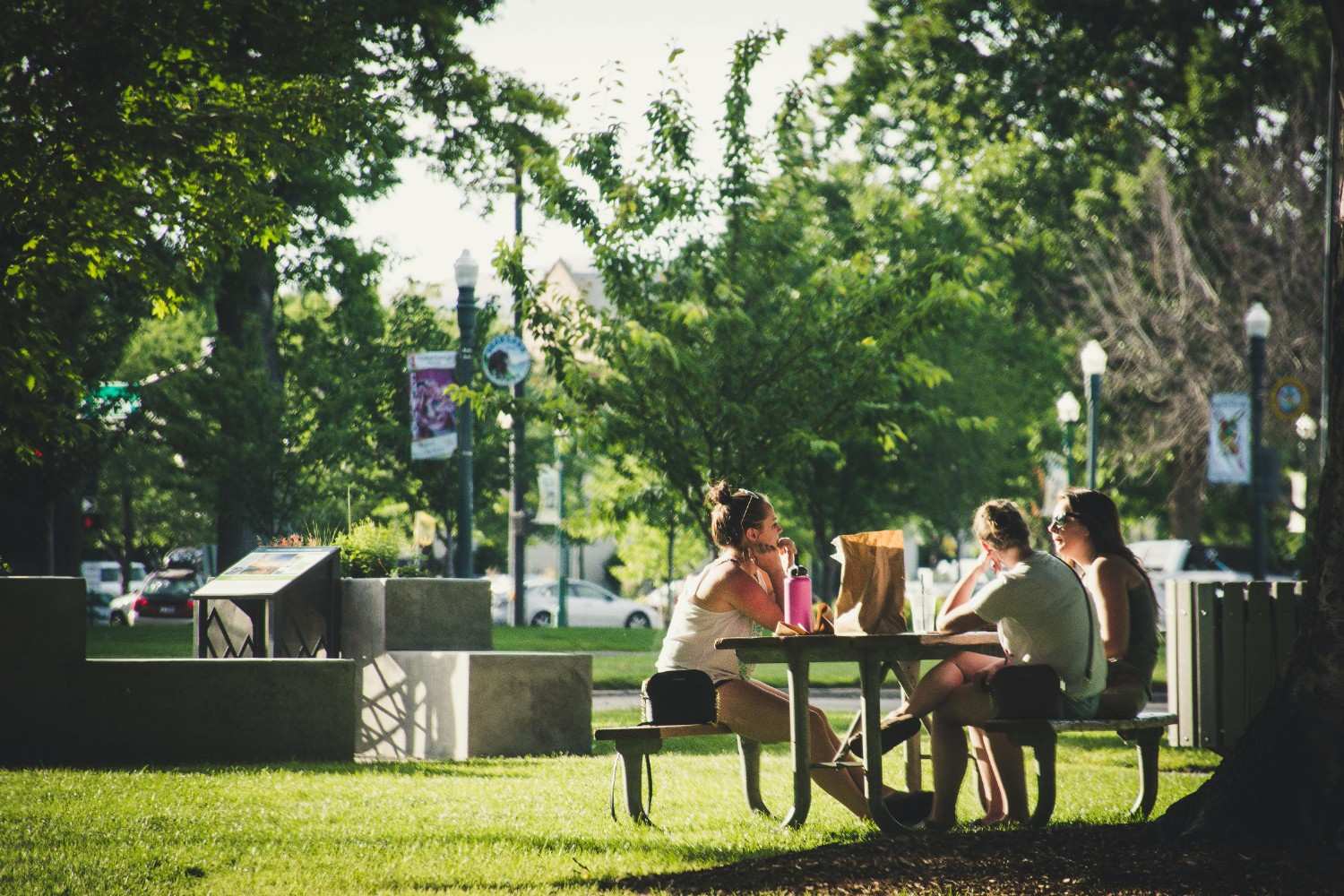 Residents gathering in a neighborhood park, showcasing a welcoming and well-managed community.